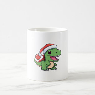 Kawaii T-Rex Dinosaur in Christmas Hat Coffee Mug