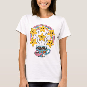 Kawaii T-Shirt - Cute Rainbow Cup with Stars