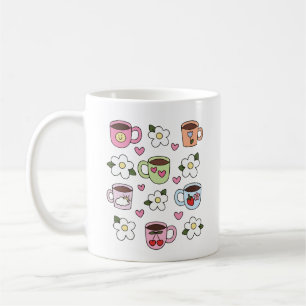 Kawaii tea cup and flowers 