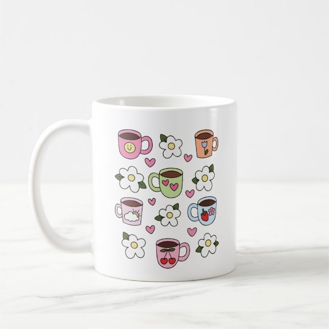 Kawaii tea cup and flowers  (Left)