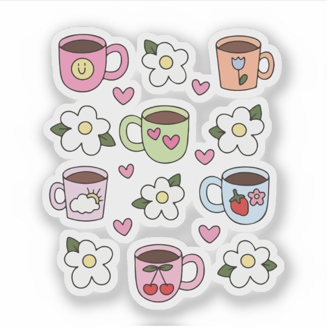 Kawaii tea cup and flowers  (Front)