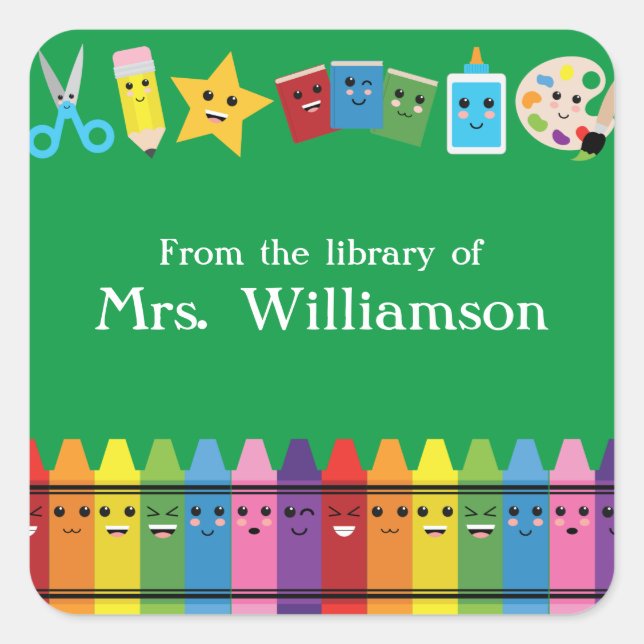 Kawaii Teacher From The Library Of Square Sticker (Front)