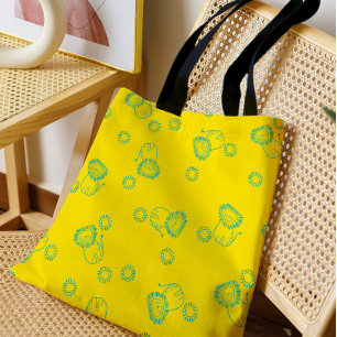 Kawaii Teal Lions & Sunshine – Cute Pattern Tote Bag