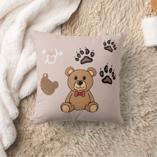 Kawaii Teddy Bear Illustration Cushion