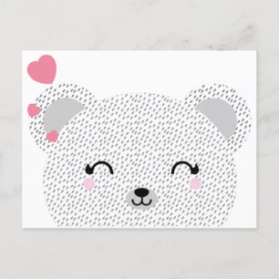 kawaii teddy valentine BEAR HUG girl Holiday Postcard