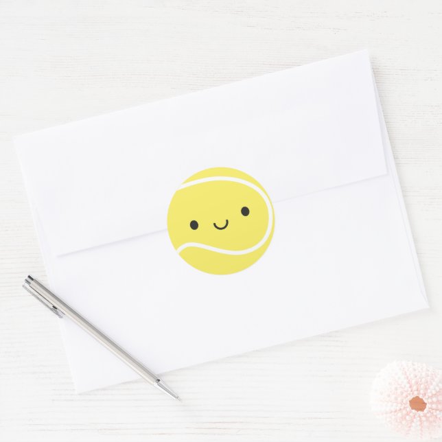 Kawaii Tennis Ball Classic Round Sticker (Envelope)