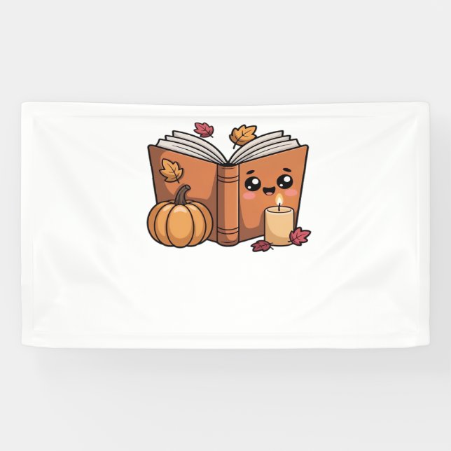 kawaii thanksgiving book Oversized T-Shirt Banner (Horizontal)