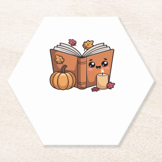 kawaii thanksgiving book Oversized T-Shirt Paper Coaster (Front)