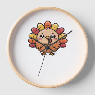 kawaii thanksgiving turkey Classic T-Shirt_1 Clock