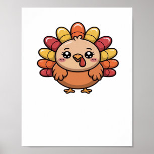 kawaii thanksgiving turkey Classic T-Shirt_1 Poster