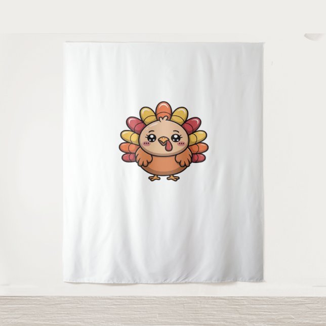 kawaii thanksgiving turkey Classic T-Shirt_1 Tapestry (Front)