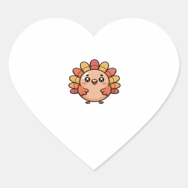 kawaii thanksgiving turkey Oversized T-Shirt_1 Heart Sticker (Front)