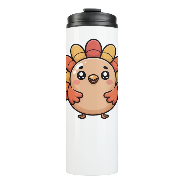 kawaii thanksgiving turkey Oversized T-Shirt_1 Thermal Tumbler (Front)