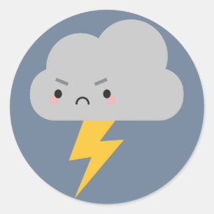 Kawaii Thunder & Lightning Cloud Classic Round Sticker