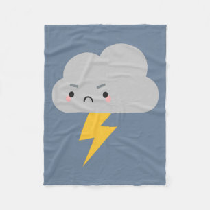 Kawaii Thunder & Lightning Cloud Fleece Blanket