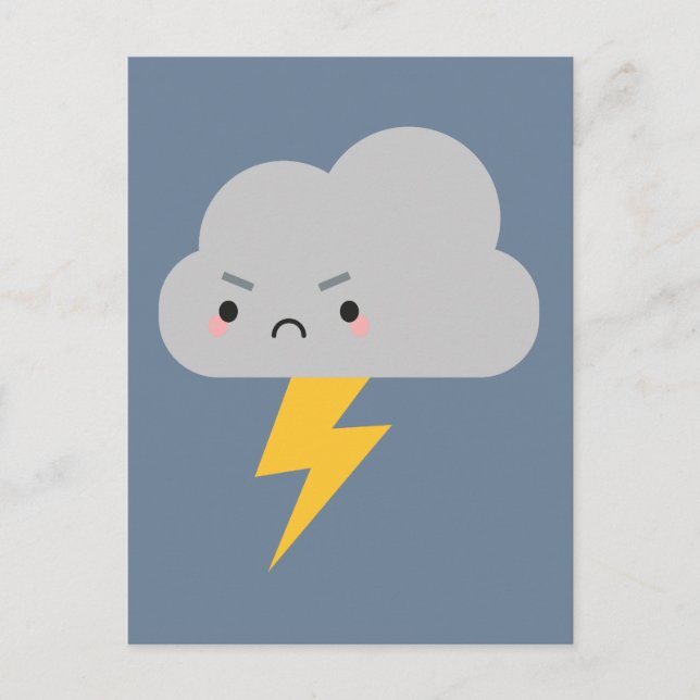 Kawaii Thunder & Lightning Cloud Postcard (Front)