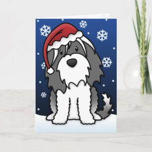 Kawaii Tibetan Terrier Christmas Card