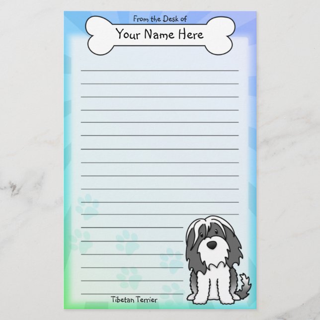 Kawaii Tibetan Terrier Stationery (Front)