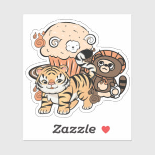 Kawaii Tiger and Japanese Tanuki Muffin