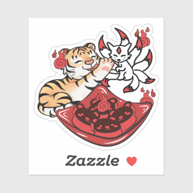Kawaii Tiger and Kitsune Nine Tailed Fox (Sheet)