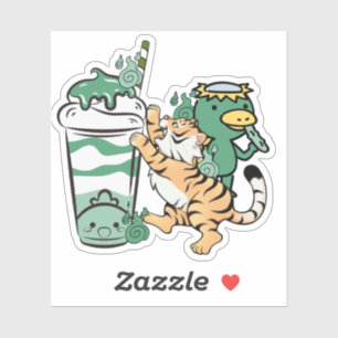 Kawaii Tiger and Matcha Milkshake Kappa