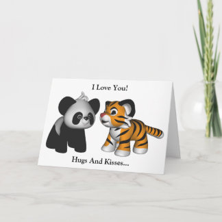 Kawaii Tiger Panda Hugs And Kisses Card
