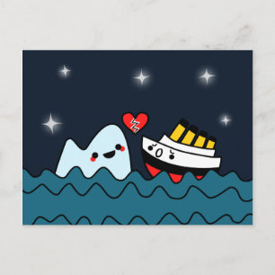 Kawaii Titanic Ship Iceberg Heartbroken Postcard