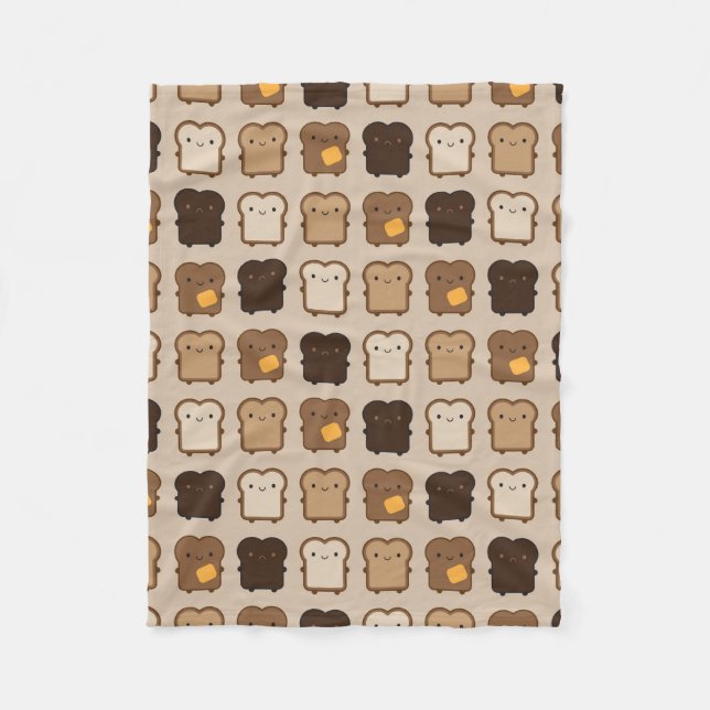 Kawaii Toast Fleece Blanket (Front)