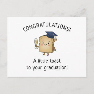 Kawaii Toast Pun New Grad Graduation Greeting Postcard