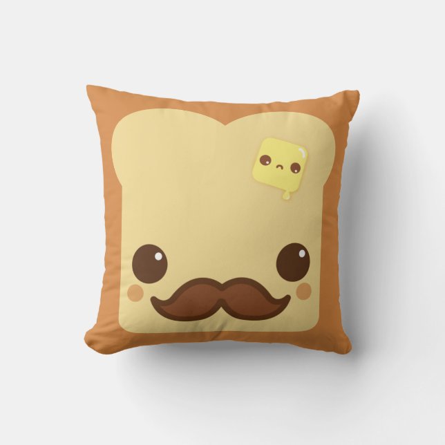 Kawaii toast with moustache and cute butter cushion (Front)