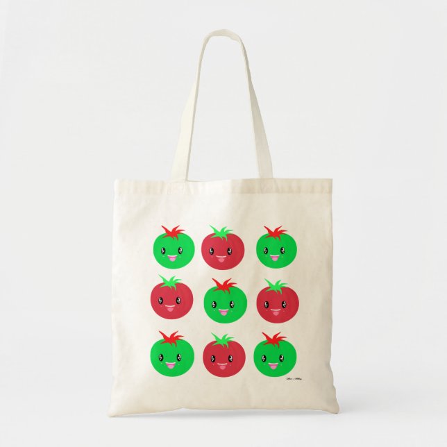 Kawaii Tomato Pattern Tote Bag (Front)