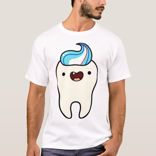 Kawaii Tooth With Toothpaste T-Shirt (Front)