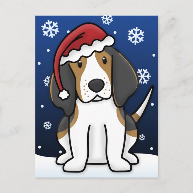 Kawaii Treeing Walker Coonhound Christmas Postcard (Front)