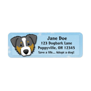 Kawaii Tri Colour Australian Shepherd Return Address Label