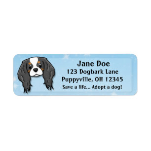 Kawaii Tricolor Cavalier King Charles Spaniel Return Address Label