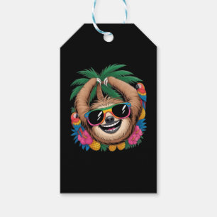 Kawaii Tropical Sloth – Cute Summer Vibes Rainbow Gift Tags