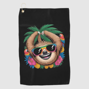 Kawaii Tropical Sloth – Cute Summer Vibes Rainbow Golf Towel