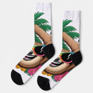 Kawaii Tropical Sloth – Cute Summer Vibes Rainbow  Socks