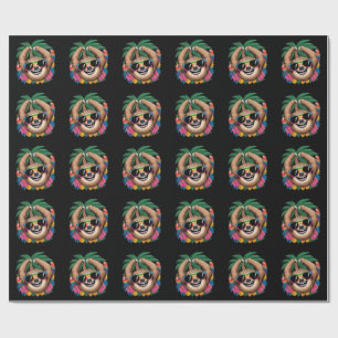 Kawaii Tropical Sloth – Cute Summer Vibes Rainbow Wrapping Paper