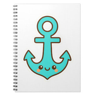 Kawaii Turquoise Anchor – Whimsical & Cheerful Notebook