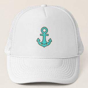 Kawaii Turquoise Anchor – Whimsical & Cheerful Trucker Hat