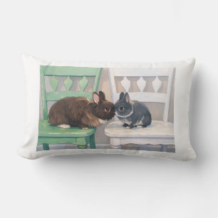 Kawaii Two Bunny Throw Pillow Cute Anemi Design