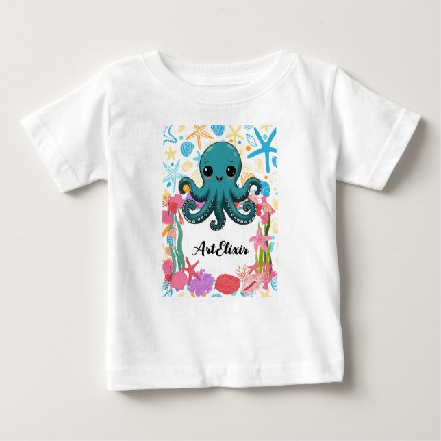 Kawaii Under the Sea Octopus Baby T-Shirt (Front)