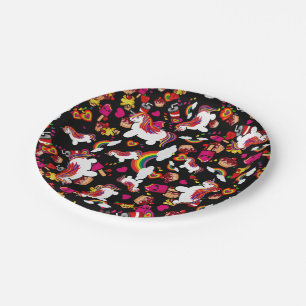 Kawaii Unicorn Cupcake Doodles Personalised Paper Plate