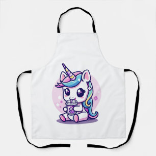 Kawaii Unicorn eating Ramen Noodle Soup Cute Graph Apron