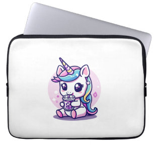 Kawaii Unicorn eating Ramen Noodle Soup Cute Graph Laptop Sleeve