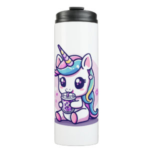 Kawaii Unicorn eating Ramen Noodle Soup Cute Graph Thermal Tumbler