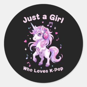 Kawaii Unicorn K-p Lover For Girls Fans  Classic Round Sticker
