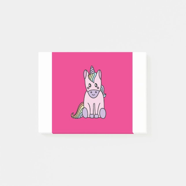 Kawaii unicorn magical pink and rainbow post-it notes (Front)