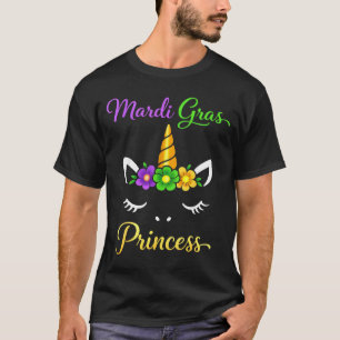 Kawaii Unicorn Mardi Gras Princess Unicorn Fat Tue T-Shirt